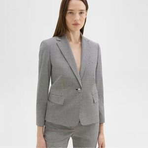 Theory Slim Blazer in Stretch Checked Wool